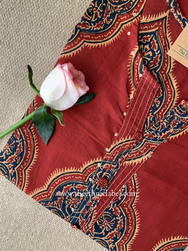 "Sargam" Ajrakh Printed Cotton kurta