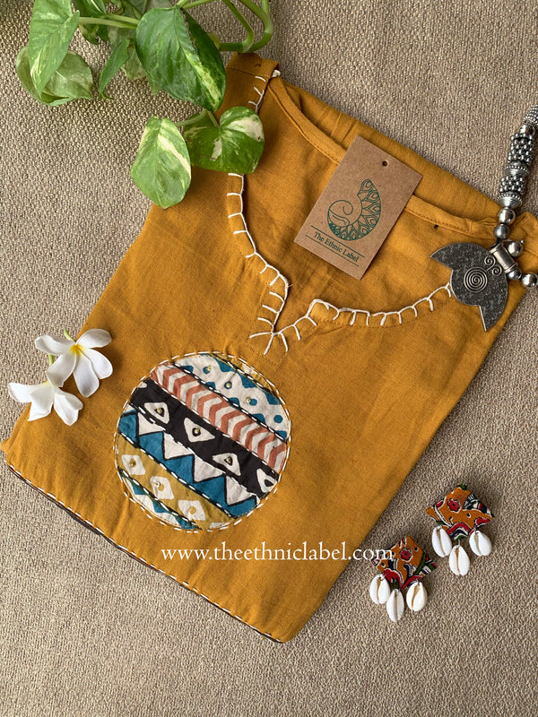 "Pratha-Mustard" A Line Cotton kurta