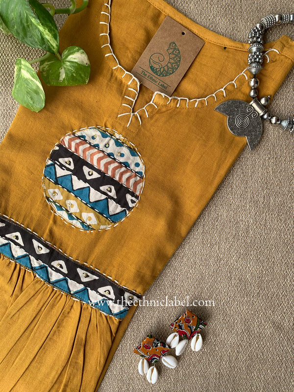 "Pratha-Mustard" A Line Cotton kurta