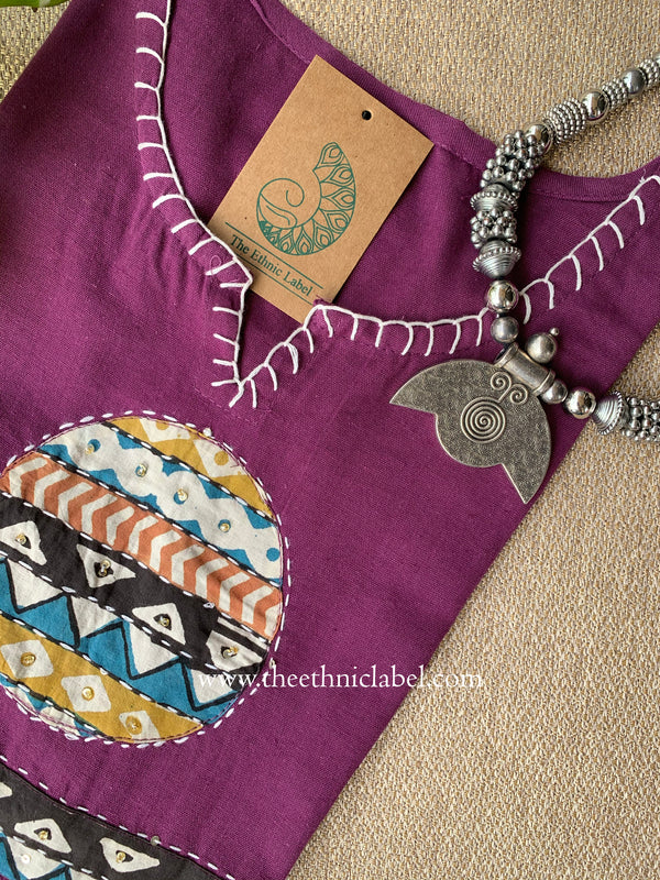 "Pratha-Purple" A Line Cotton kurta