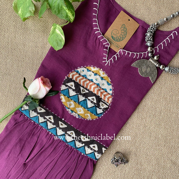 "Pratha-Purple" A Line Cotton kurta