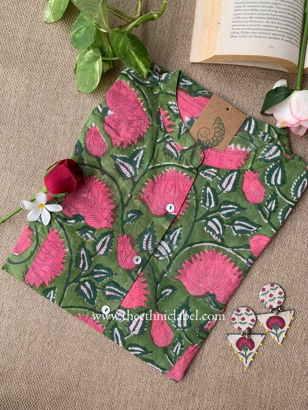 "Lekha" Block Printed Cotton Short kurta