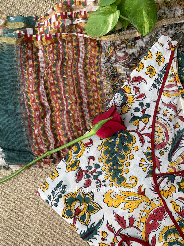 "Anayra" Cotton Kurta with Kota Doria Dupatta(2pc)