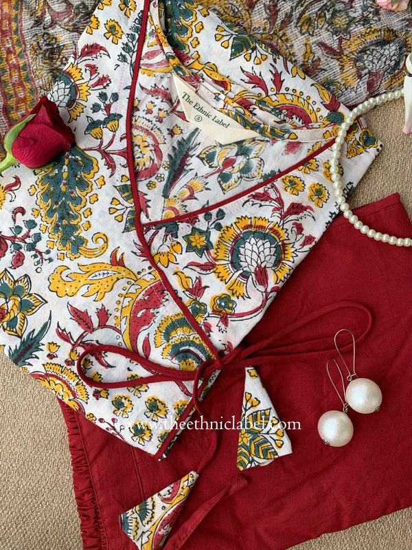 "Arka" Cotton Kurta Pant Set with Kota Doria Dupatta(3pc)