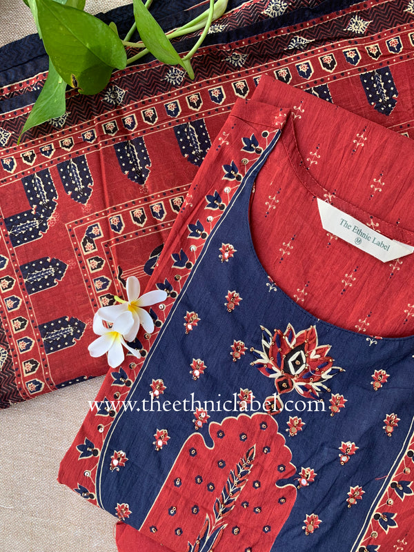 "Barkha" Jhanrokha Cotton Kurta Set(3pc)