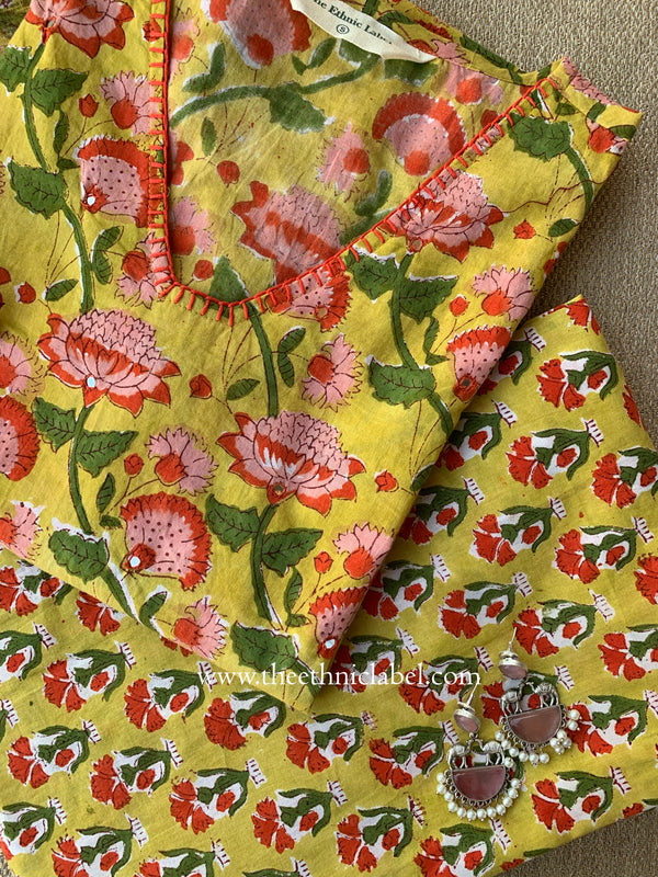 "Sulekha" Cotton Kurta Set with Kota Doria Dupatta(3pc)