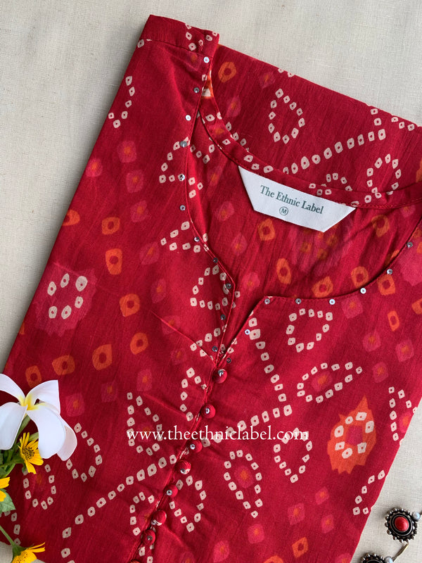 "Kala" Bandhani Printed Cotton Kurta