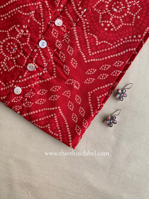 "Roma" Bandhani Buttoned Cotton Kurta