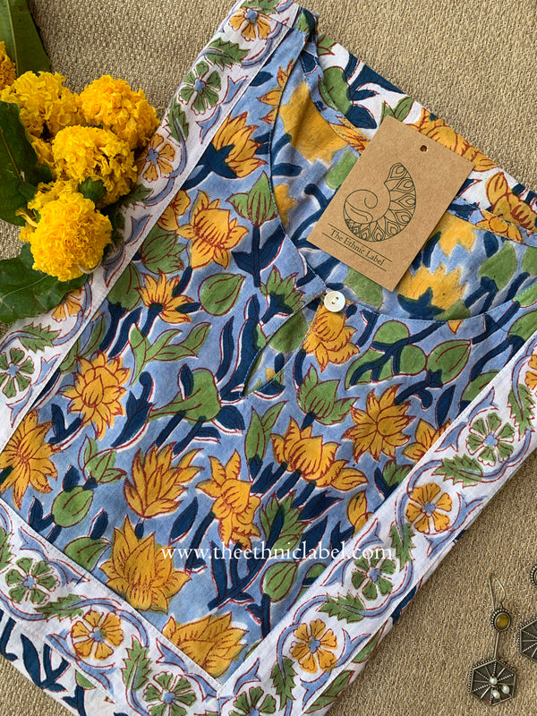 "Navika" Hand Block Printed Cotton kurta