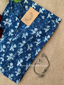 "Noyonika" Indigo Block Printed Cotton kurta