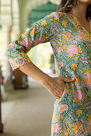 "Raani" Hand Block Printed Cotton Kurta Set (3pc)