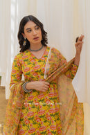 "Sanjh" Cotton Kurta Set with Kota Doria Dupatta (3pc)