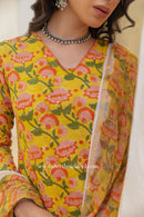 "Sanjh" Cotton Kurta Set with Kota Doria Dupatta (3pc)