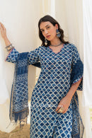 "Khwaab" Cotton Kurta Set with Kota Doria Dupatta (3pc)