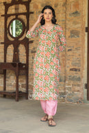 "Kopal" Hand Block Printed Angrakha Cotton kurta