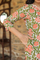 "Kopal" Hand Block Printed Angrakha Cotton kurta