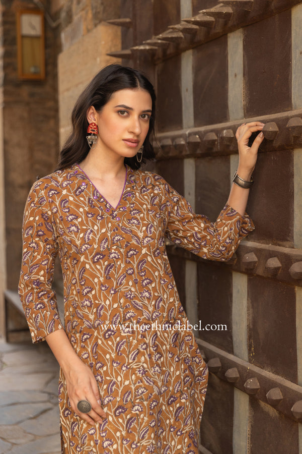 "Nayan" Hand Embroidered Cotton kurta