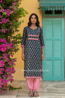 "Radhika" Hand Embroidered Cotton Kurta - XL, XXL, 3XL