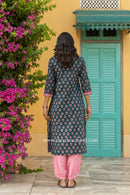 "Radhika" Hand Embroidered Cotton Kurta - XL, XXL, 3XL