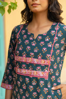 "Radhika" Hand Embroidered Cotton Kurta - XL, XXL, 3XL