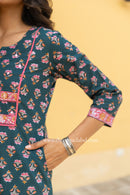 "Radhika" Hand Embroidered Cotton Kurta - XL, XXL, 3XL