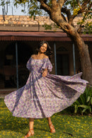 "Bali" Hand Block Printed Flared Cotton Dress
