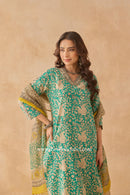 "Vanabhaa" Bagru Cotton Kurta Set with Kota Doria Dupatta (3pc)