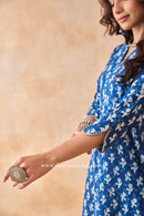 "Rangbhoomi" Indigo Block Printed Cotton kurta