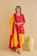 "Gulaal" Red Pure Bandhani Cotton Suit Set (3pc)