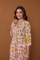 Yagni Hand Block Printed Cotton kurta