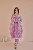 "Amara" Cotton Kurta Set with Kota Doria Dupatta (3pc)