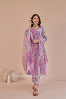 "Amara" Cotton Kurta Set with Kota Doria Dupatta (3pc)
