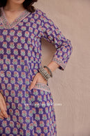 "Moksha" A Line Block printed Kurta with pants-2pc