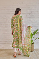 "Mehak" Cotton Kurta Set with Kota Doria Dupatta (3pc)