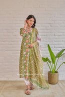 "Mehak" Cotton Kurta Set with Kota Doria Dupatta (3pc)