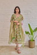 "Mehak" Cotton Kurta Set with Kota Doria Dupatta (3pc)