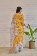 "Dua" Cotton Kurta Set with Kota Doria Dupatta (3pc)