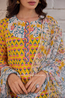 "Dua" Cotton Kurta Set with Kota Doria Dupatta (3pc)