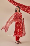 "Poorvi" Cotton Kurta Set with Kota Doria Dupatta (3pc)
