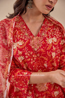 "Poorvi" Cotton Kurta Set with Kota Doria Dupatta (3pc)