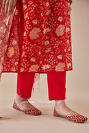 "Poorvi" Cotton Kurta Set with Kota Doria Dupatta (3pc)
