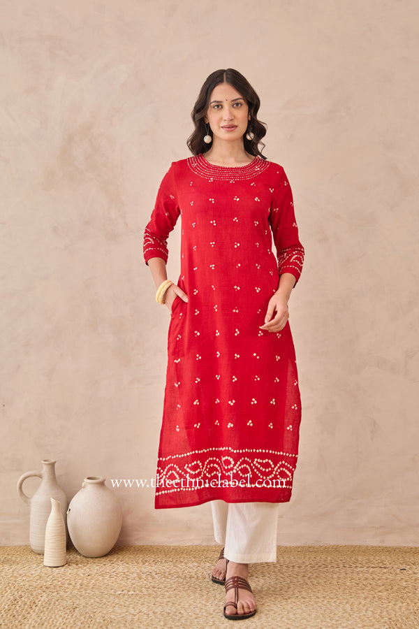 "Boond" Pure Bandhani Cotton Kurta