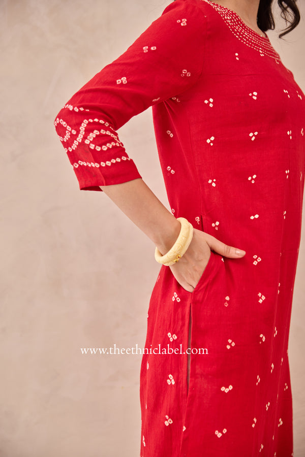 "Boond" Pure Bandhani Cotton Kurta