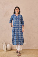 "Khaas" Indigo Hand Block Printed Cotton kurta