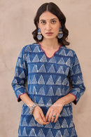 "Khaas" Indigo Hand Block Printed Cotton kurta