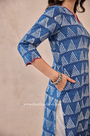"Khaas" Indigo Hand Block Printed Cotton kurta