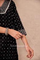 "Siyahi" Black Polka Hand Block Printed Cotton Kurta