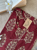 "Rumi" Maroon Cotton kurta - Big Size