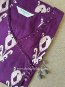 "Bhanwar" Purple Printed Cotton kurta - Big Size