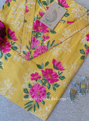 "Farhat" Yellow Cotton kurta - Big Size
